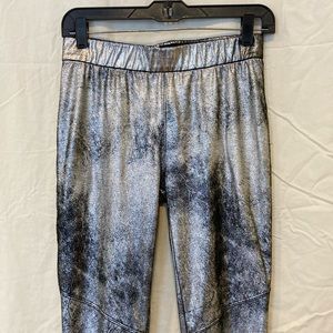 Free People Silver Metallic Vegan Suede Leggings/Pants